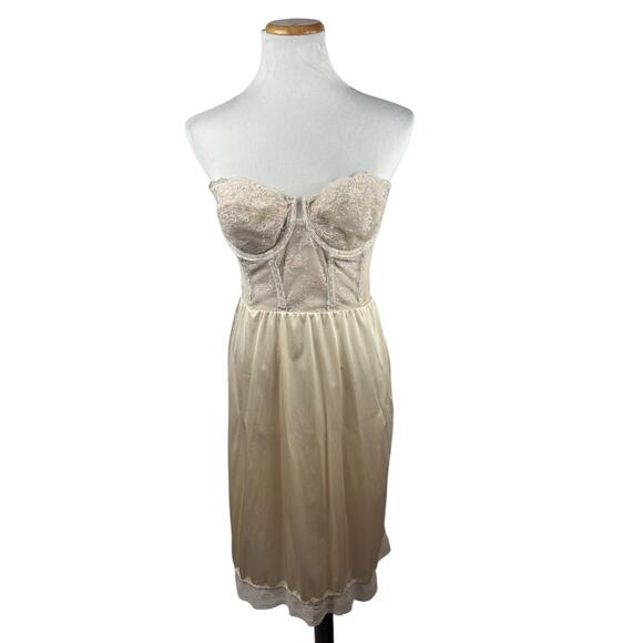 Vintage BACKTALK Young Smoothie Strouse Adler Lace Bustier Bra Dress‎ Slip 36C - Picture 1 of 6